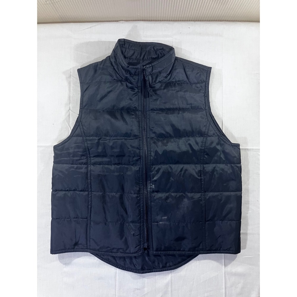 Gap Women Black Puffer Vest Quilted Full Zip Stand Collar Size M